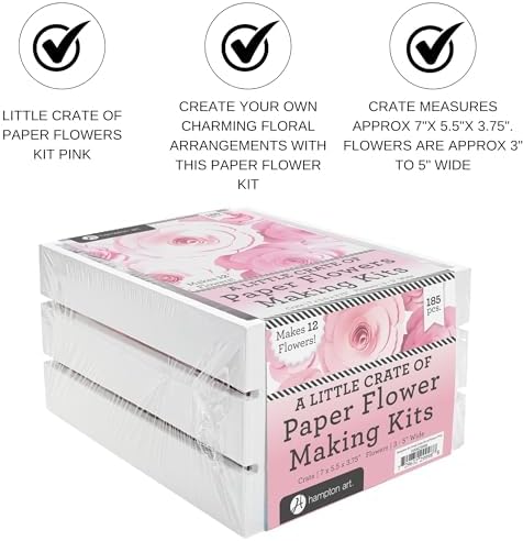 Hampton Art Little Crate Paper Flower Kit, Pink, 185pc - Image 2