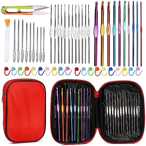 IMZAY Crochet Hooks Set, 54Pack Crochet Needles Set Ergonomic Crochet Hooks by Imzay