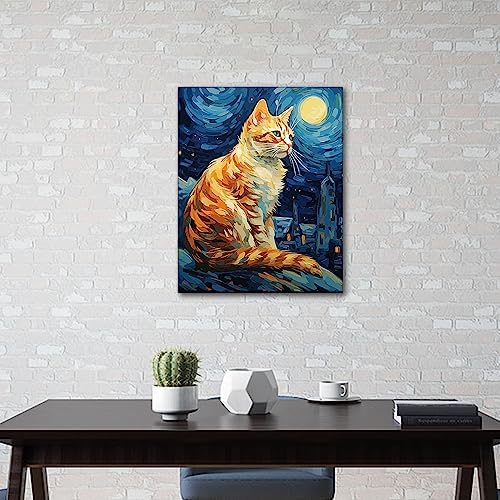 TUMOVO Abstract Cat and Starry Sky Paint by Numbers Craft Kit for Adults - Image 4