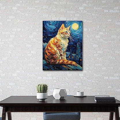 TUMOVO Abstract Cat and Starry Sky Paint by Numbers Craft Kit for Adults - Image 4