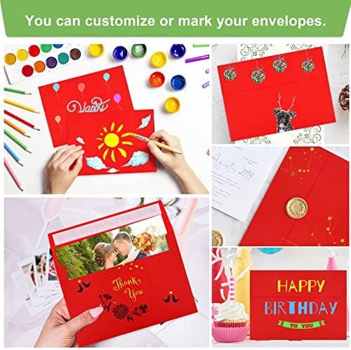100 Packs 5x7 Envelopes, A7 5x7 Envelopes for Invitations, Printable Invitation Envelopes Self Seal for Weddings, Invitations, Photos, Greeting Cards, Mailing (Red) - Image 5