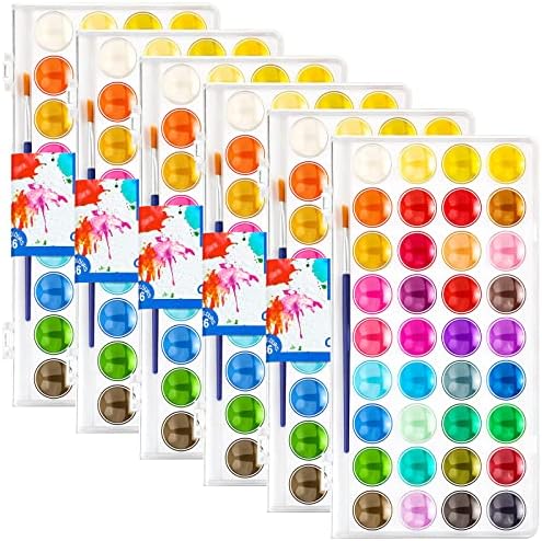 Nuanchu Gifts Bulk Watercolor Paint Washable Watercolor Paint Kits Palette and Brushes Portable Water Color Supplies for Adults, Beginners Artists Graduation Gift(6 Pack,36 Colors) by Nuanchu