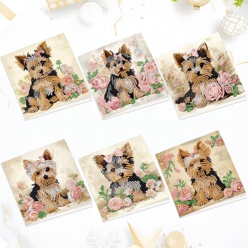 6pcs Diamond Art Painting Kit Greeting Card, Dermu 5D DIY Diamond Handmade Holiday Greeting Card with Envelope, Holiday Gift Congratulation by Tontut