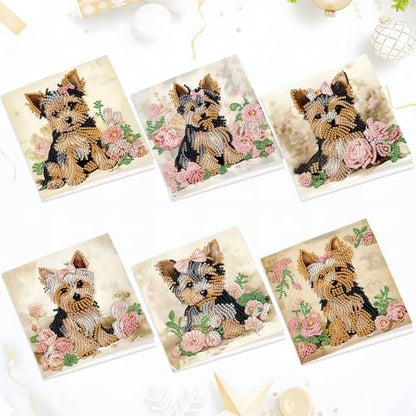 6pcs Diamond Art Painting Kit Greeting Card, Dermu 5D DIY Diamond Handmade Holiday Greeting Card with Envelope, Holiday Gift Congratulation by Tontut