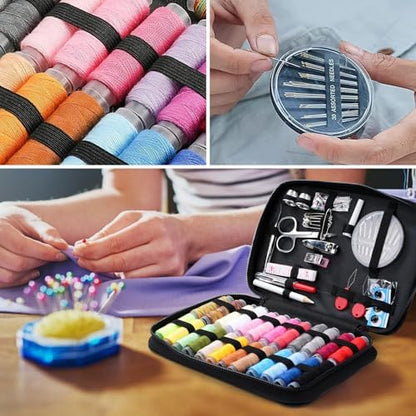 97Pcs Sewing Kits, Small Beginner Sewing Set with Multicolor Thread, Needles, Scissors, Thimble & Clips, Emergency Repair Travel Kits Sewing Accessories and Supplies - Image 7