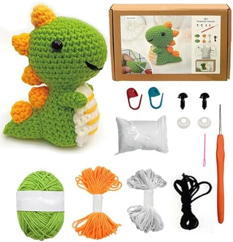 Kaaper Crochet Kit for Beginners for Adults, Learn to Dinosaur Crochet Kit by kaaper