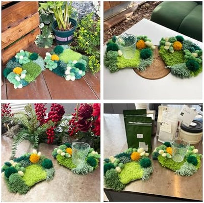 msamiagfn Latch Hook Kits for Adults Beginners with 3D Moss Design Coasters, 2 Pack - DIY Craft Hobbies for Women - Image 6