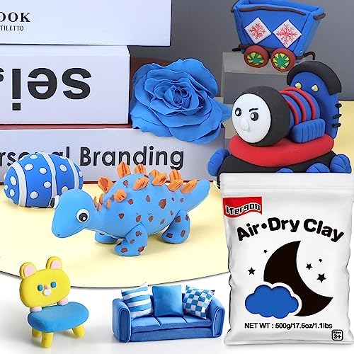 ifergoo 500g Blue Air Dry Clay, 1.1LBS DIY Creative Modeling Clay for Kids - Image 2