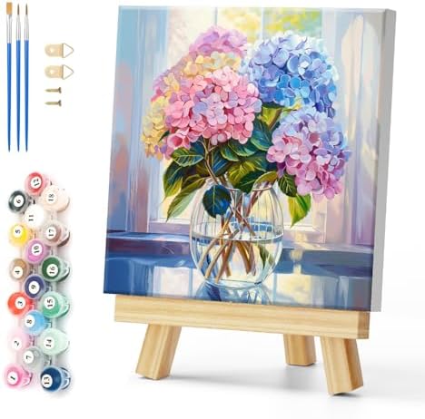 Natuyalo Framed Paint by Numbers Kit for Adults - Colorful Flowers DIY Adult Paint by Number Kits Vase Acrylic Canvas Painting for Adults Beginners Art Crafts with Frame, 12x12 Inch by Natuyalo