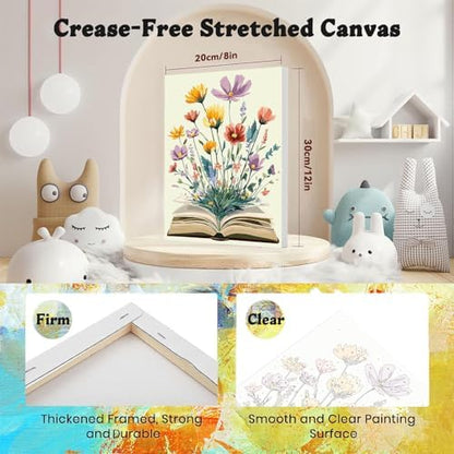 4 Pack Book Paint by Numbers for Adults with Framed Canvas - Wooden Easel - Image 2