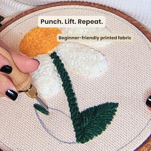 Zyrose Punch Needle Kit for Beginners & Adults, Printed Fabric, 8" Non-Slip Hoop, 3 Interchangeable Needles, Premium Merino Yarn – Complete Starter Set – Joyful Days - Image 7