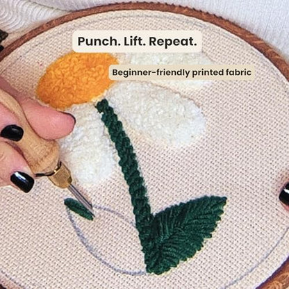 Zyrose Punch Needle Kit for Beginners & Adults, Printed Fabric, 8" Non-Slip Hoop, 3 Interchangeable Needles, Premium Merino Yarn – Complete Starter Set – Joyful Days - Image 7