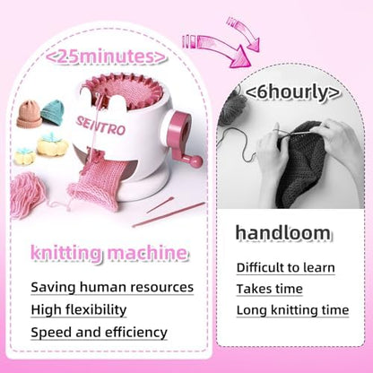 MericTop SENTRO Knitting Machine 22 Needle, Loom for Hats Scarves Socks - Image 2