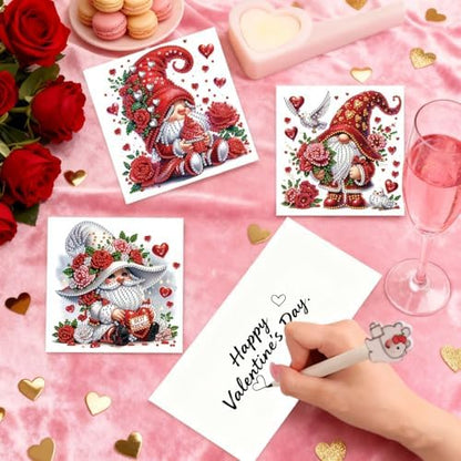 6Pcs Valentine’s Day Greeting Card DIY Diamond Art Painting Greeting Cards Special Shaped Diamond Blessing Folding Card Kit Arts Crafts for Holiday Festival-Goblin - Image 5