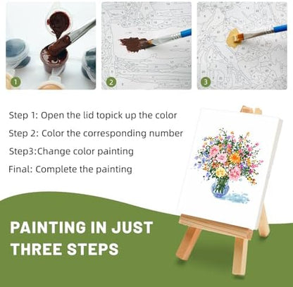 4 Pack Framed Paint by Numbers Kit for Adults Beginner with Wooden Easel, Flowers Vase Easy Paint by Numbers with Frame, DIY Adult Paint by Numbers Kits on Canvas Framed for Home Decor Gift 8x12 Inch - Image 5