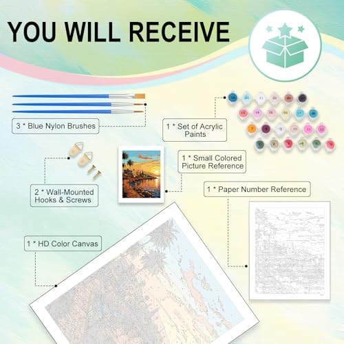 Paint by Numbers Kit for Adults, Sunset DIY Painting Kit, 16x20 Inch - Image 4
