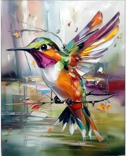 NXIKYO Hummingbird Paint by Numbers Kit for Adults Beginner, Abstract Adult Paint by Number Kits on Canvas, DIY Acrylic Oil Easy Painting by Numbers for Home Wall Decor 16 X 20 inch (Without Frame) by NXIKYO