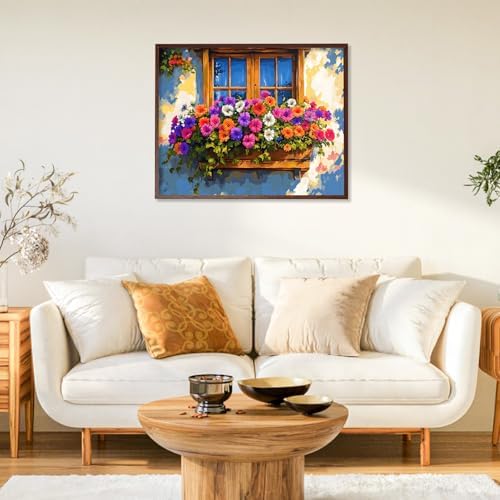 Paint by Numbers Kit for Adults, Flower Window DIY Painting Kit, 16x20 Inch - Image 2