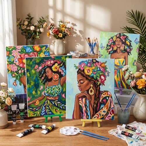 Sherr 108 Pcs Floral Girl Sip and Paint Kit, Pre Drawn Canvas for Adults - Image 5