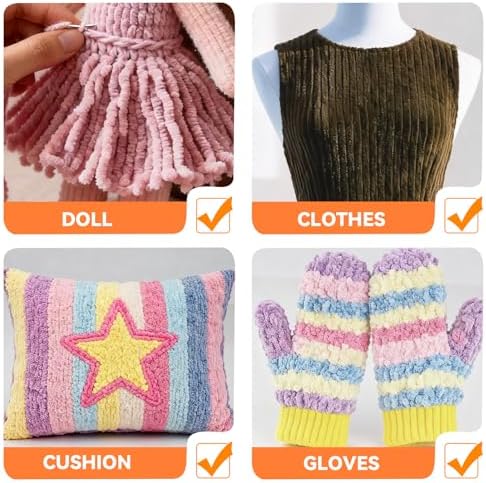 Wadukud 36 PCS Chenille Crochet Kit - First Crochet Set for Beginner Include 10 Solid Color Super Soft Chenille Cotton Yarn for Crocheting, Crochet Hooks, Instruction, Bag, Crochet Supplies Gift - Image 6