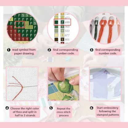 FREEBLOSS 11CT Cocktail Stamped Cross Stitch Kits Full Embroidery Kits with Instruction Cross Stitch Wall Hanging Kit for Needlepoint Adults Wall Art Decoration 16x20in/40x50cm - Image 4