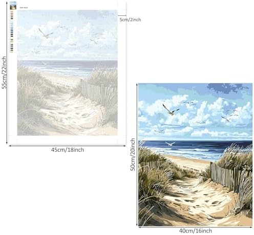 Lxmsja Sandy Beach Paint by Numbers Kit for Adults, Coastal Scene Acrylic Paint by Numbers for Adults Beginner, DIY Craft Supplies Oil Painting Kits for Home Wall Decor 16x20 inch (No Frame) - Image 6