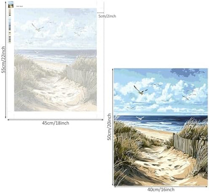 Lxmsja Sandy Beach Paint by Numbers Kit for Adults, Coastal Scene Acrylic Paint by Numbers for Adults Beginner, DIY Craft Supplies Oil Painting Kits for Home Wall Decor 16x20 inch (No Frame) - Image 6