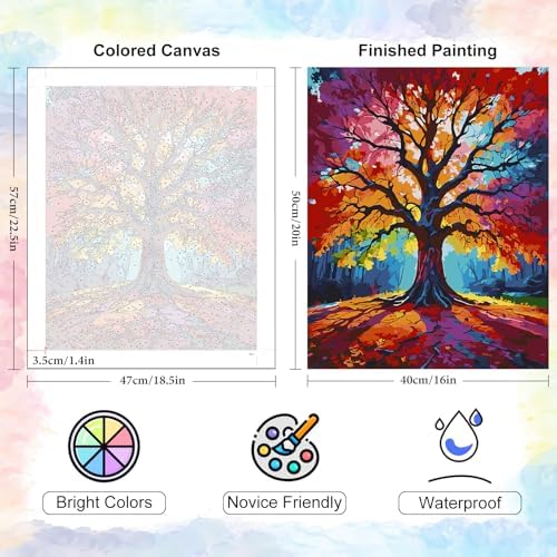Tree of Life Paint by Numbers Kit for Adults Without Frame 16x20 IN - Image 3