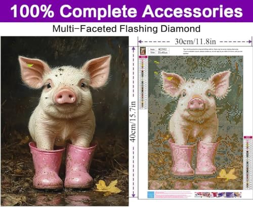Pig Diamond Art Kits for Adults, Animals Diamond Painting Kits for Adults - Image 4