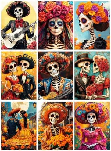 9 Piece Halloween Paint by Numbers Kit for Adults Canvas, Frameworkless by FairylandJinWenn