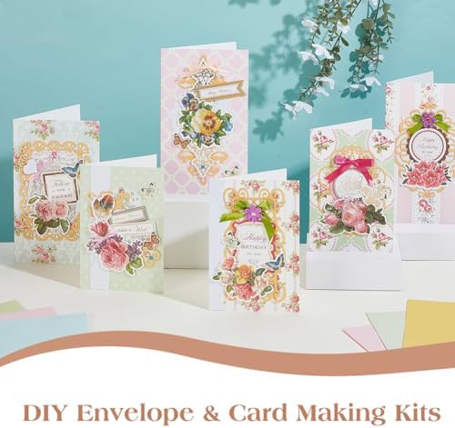 AHANDMAKER Handmade Greeting Card Making Kits, DIY Thank You Card Set Flowers Theme Paper Envelopes Cards Stickers for Christmas Thanksgiving Mother's Day Birthday Gifts Crafts Decorations - Image 4