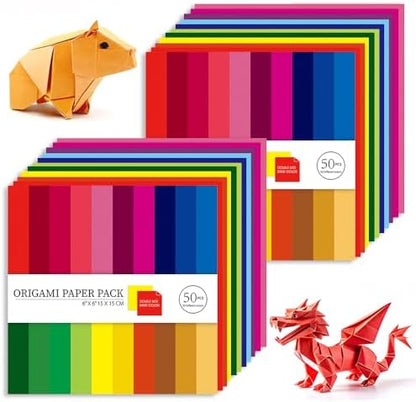 Origami Paper 100 Sheets, 6-Inch Square Double Sided Colored Craft Paper by Bestartsuppliesforyou