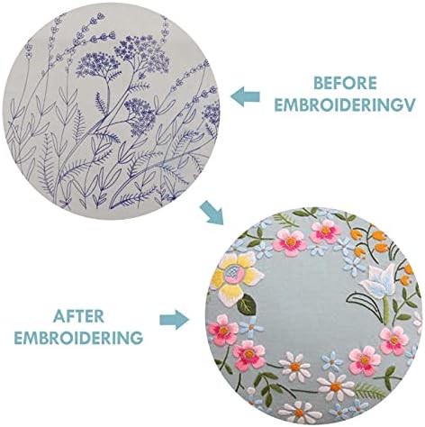 AMLESO DIY Embroidery Covers Kit Cushion Cover Semi-Finished for Living Room Sewing Supplies Adults Beginners Gift, Light Blue - Image 3