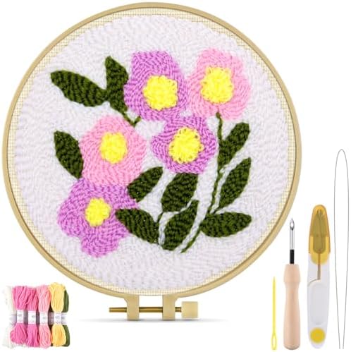 TINDTOP Punch Needle Kits, Flowers Punch Embroidery Kits for Adults by TINDTOP