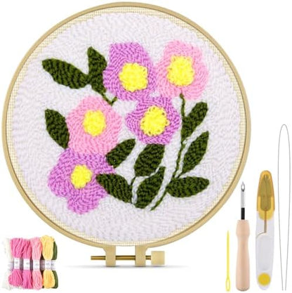 TINDTOP Punch Needle Kits, Flowers Punch Embroidery Kits for Adults by TINDTOP