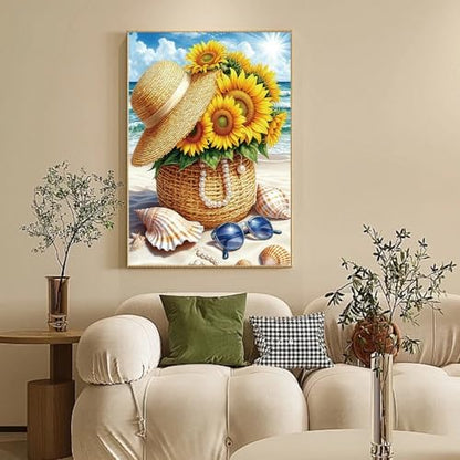 Camocin Framed Paint by Numbers Kit for Adults Beginners – Sunflower Beach - Image 2