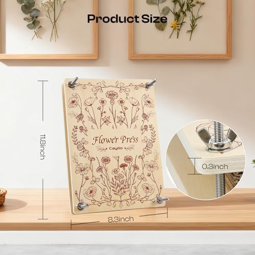 Caydo 11.8" x 8.3" 10 Layers Flower Press Kit for DIY Bookmark Pressed Flower Frame, Wooden Pressed Flower Kit & Plant Press for Adults, Bouquet Flower Preservation Kit, Ideal Gift for Craft Lovers - Image 2
