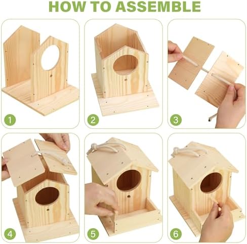 LotFancy Bird House Kit, DIY Wooden Birdhouse Kits, Arts and Crafts Painting Kits for Kids Ages 4+, Build and Paint, Including Paints & Brushes - Image 3