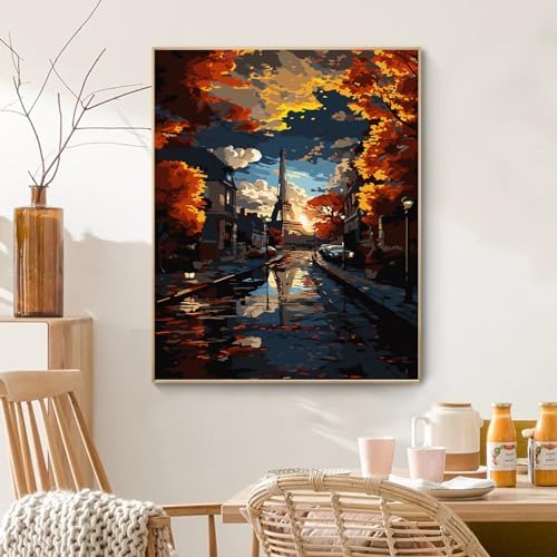 PRASIO Paint by Numbers Kit for Adults Beginner, Eiffel Tower Adult Paint by Number Kits, DIY Acrylic Paint by Numbers Kit for Adults Canvas for Home Decor Gift 16x20 Inch - Image 6