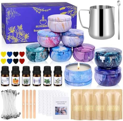 SUPERSUN Candles Making Kit for Adult - Christmas DIY Gift for Beginner, Includes Beeswax, Essential Oils, Dyes, and More DIY Candle Making Supplies, Crafts for Adults by SUPERSUN