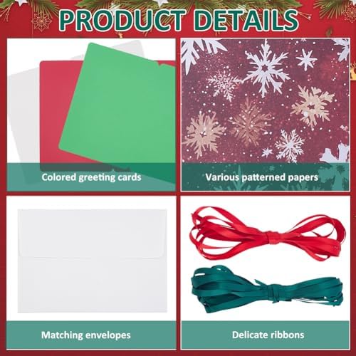 WEBEEDY 15 Sets DIY Christmas Card Making Kits Handmade Bell Theme Greeting Cards with Blank Cards,Matching Envelopes,Stickers,Instruction for Adults Beginners Birthday Christmas Invitation Craft Gift - Image 3
