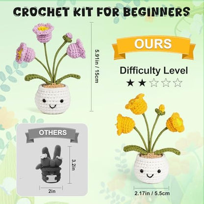 Totiro Crochet Kit for Beginners, Potted Flower Amigurumi Starter Kit, Easy DIY Arts & Craft Set with Step-by-Step Video Tutorials, Crochet Pattern Learning Kit for Teens Adults Birthday Gift - Image 5