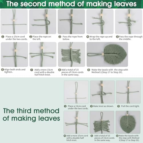 DIY Macrame Leaf Wall Hanging Beginners Macrame Kit, Includes Detailed Step-by-Step Instructions, Boho Macrame Leaf Tapestry Kit Wall Hanging, Handmade Enthusiast Gift for Home Living Room Bedroom - Image 6