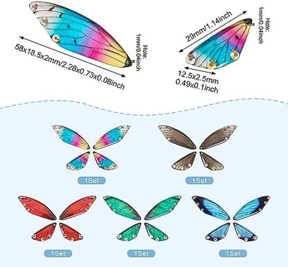 FASHEWELRY 20Pcs Resin Butterfly Wing Charms Rainbow Insects Wing Charms 5 Colors Dragonfly Feather Pendants for Crafts Jewelry Making - Image 5