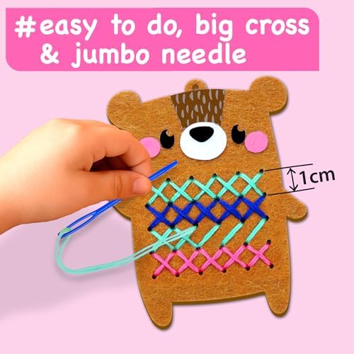 EZCRA My First Cross Stitch Kit for Kids Ages 4-8, 8 No Mess Felt Animals - Image 4