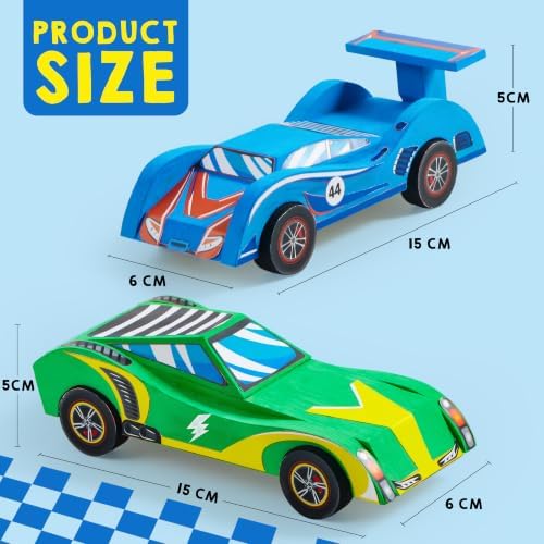 Klever Kits 4 DIY Wooden Race Cars-Build & Paint Your Own Wood Craft Kit, 4 Race Cars Toy, Easy to Assemble Arts Crafts Kit, Birthday Party Presents for Kids Boys and Girls - Image 4