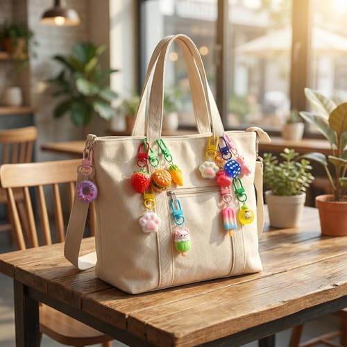 Keychain Charms Bulk 30pcs mixed Cute 3D Charms for Keychain Making for Bracelet Earring Jewelry Making DIY Crafts Includes Animal Food Fruit Flower Designs - Image 5