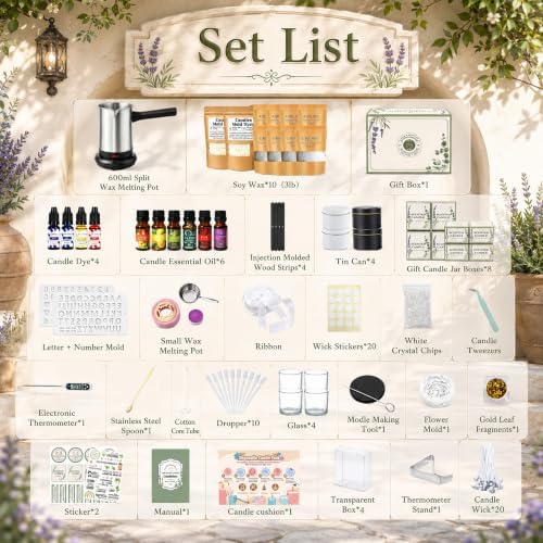 Scented Candle Making Kit for Adult with Wax Melter&Glass Jars 3lbs - Image 2