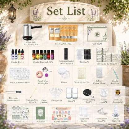 Scented Candle Making Kit for Adult with Wax Melter&Glass Jars 3lbs - Image 2