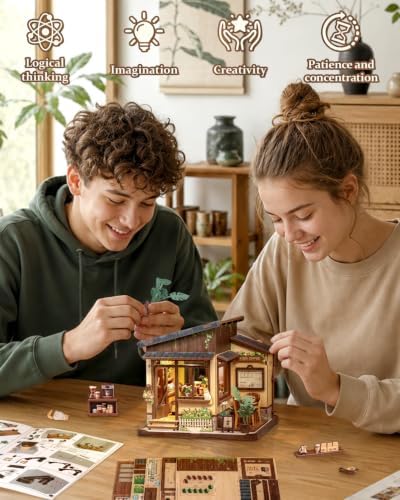Cutebee LED Book Nook Kit, DIY Miniature House Kits Coffee Shop - Image 6